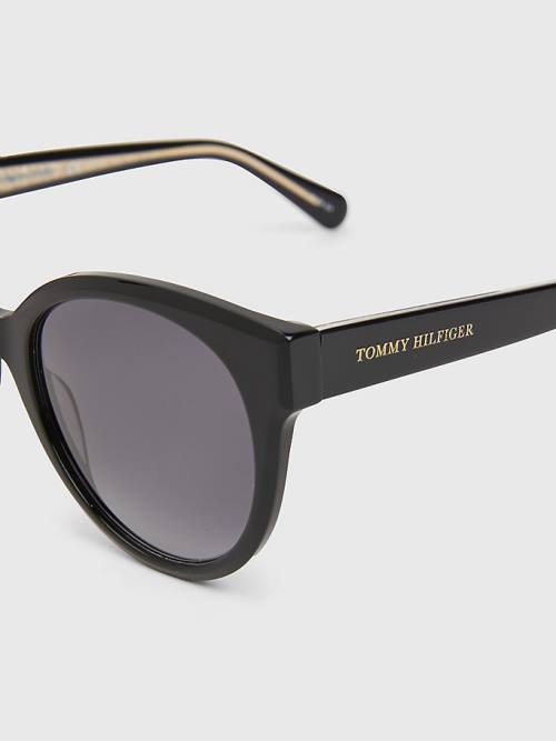 Tommy Hilfiger Logo Temple Cat-Eye Napszemüveg Női Fekete | TH371ZWS