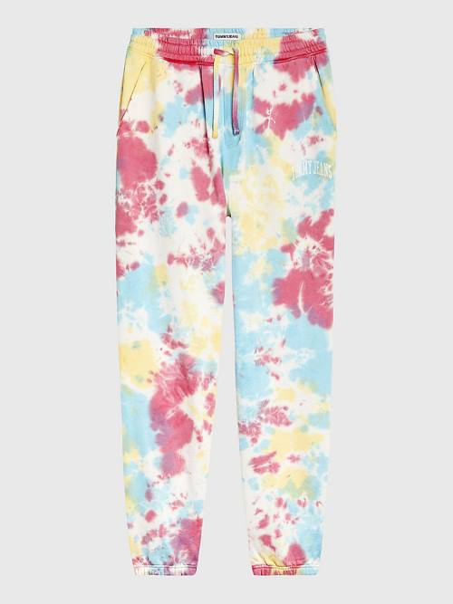 Tommy Hilfiger Logo Tie-Dye Joggers Nadrág Férfi Fehér | TH243XES