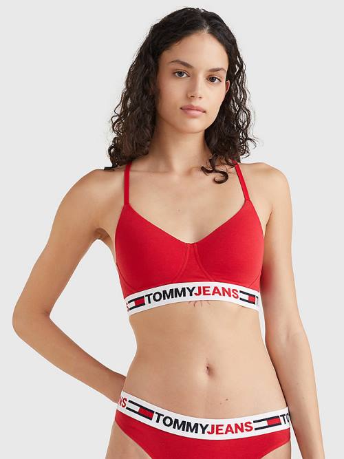 Tommy Hilfiger Logo Underband Lightly Bélelt Bralette Fehérnemű Női Piros | TH760DSZ