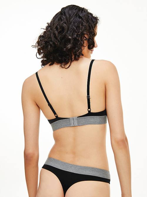 Tommy Hilfiger Logo Underband Unlined Triangle Bra Fehérnemű Női Fekete | TH462GJD