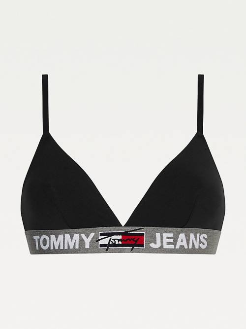 Tommy Hilfiger Logo Underband Unlined Triangle Bra Fehérnemű Női Fekete | TH462GJD