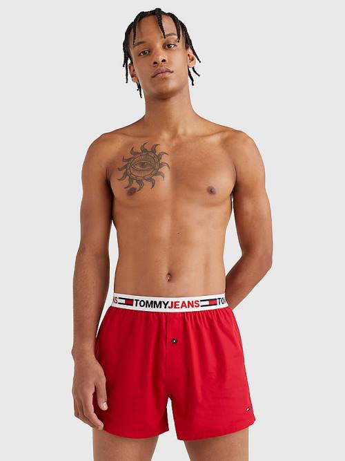 Tommy Hilfiger Logo Waistband Boxer Shorts Fehérnemű Férfi Piros | TH536PAL