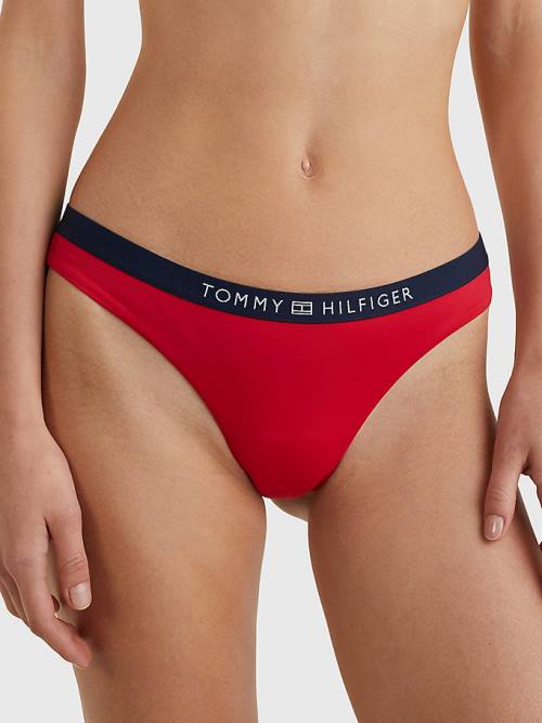 Tommy Hilfiger Logo Waistband Brazilian Bikini Bottoms Fürdőruha Női Piros | TH350MRU