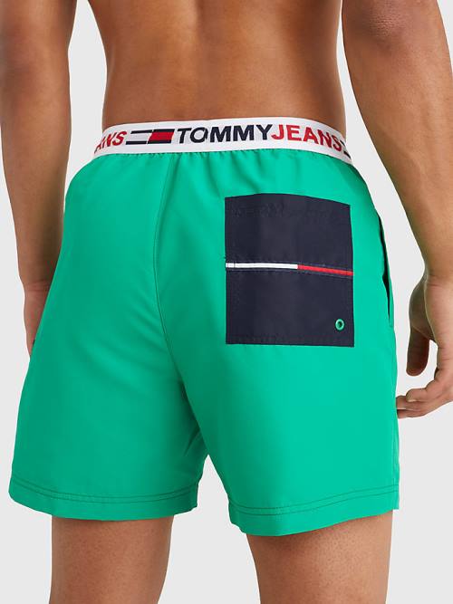 Tommy Hilfiger Logo Waistband Mid Length Shorts Fürdőruha Férfi Zöld | TH184EQW