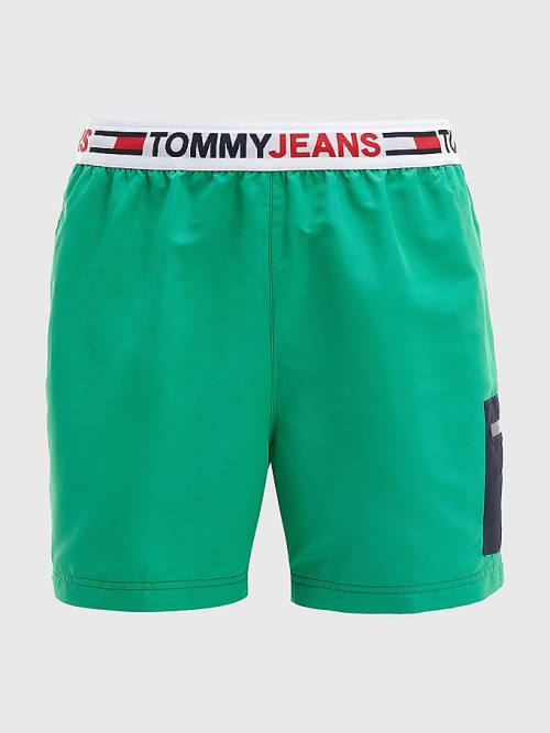 Tommy Hilfiger Logo Waistband Mid Length Shorts Fürdőruha Férfi Zöld | TH184EQW