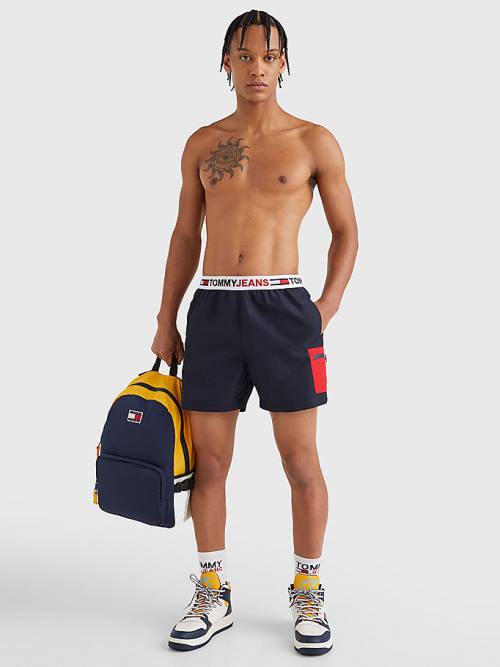 Tommy Hilfiger Logo Waistband Mid Length Shorts Fürdőruha Férfi Kék | TH298ATM