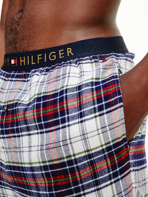 Tommy Hilfiger Logo Waistband Pamut Bottoms Pizsama Férfi Kék | TH581XRC