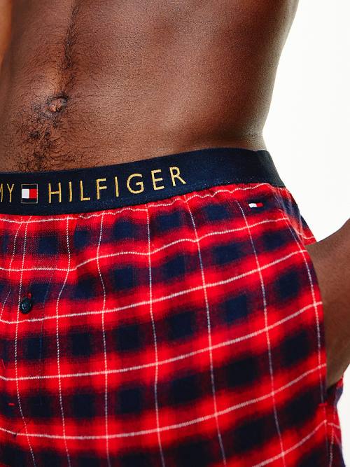 Tommy Hilfiger Logo Waistband Pamut Bottoms Pizsama Férfi Piros | TH807OND