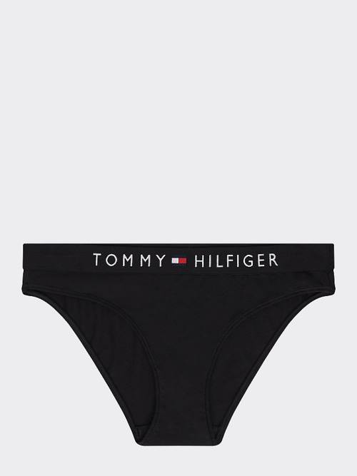 Tommy Hilfiger Logo Waistband Stretch Pamut Briefs Fehérnemű Női Fekete | TH173UTY