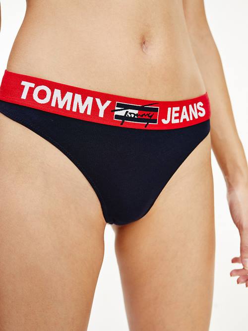 Tommy Hilfiger Logo Waistband Tanga Fehérnemű Női Kék | TH431XIU