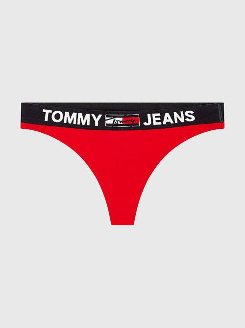 Tommy Hilfiger Logo Waistband Tanga Fehérnemű Női Piros | TH704KNC