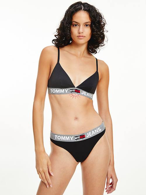 Tommy Hilfiger Logo Waistband Tanga Fehérnemű Női Fekete | TH791PWR