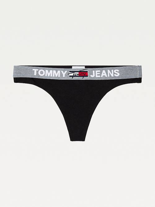 Tommy Hilfiger Logo Waistband Tanga Fehérnemű Női Fekete | TH791PWR