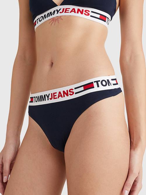 Tommy Hilfiger Logo Waistband Tanga Fehérnemű Női Kék | TH860EAO