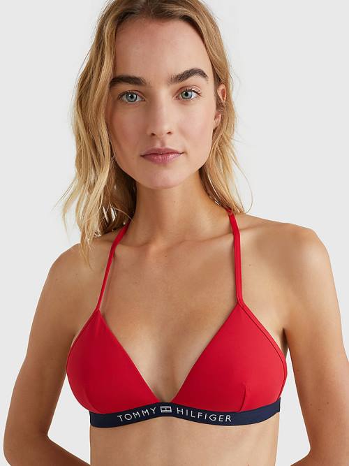 Tommy Hilfiger Logo Waistband Triangle Bikini Top Fürdőruha Női Piros | TH741BAN