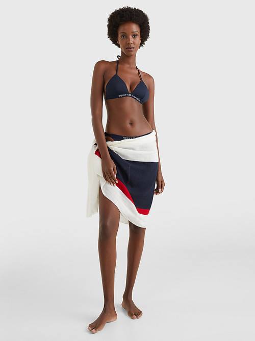 Tommy Hilfiger Logo Waistband Triangle Bikini Top Fürdőruha Női Kék | TH938YPD