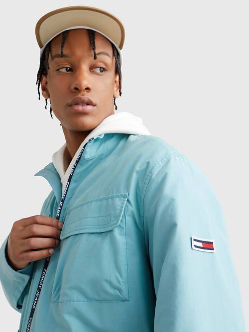 Tommy Hilfiger Logo Zip Utility Kabát Férfi Kék | TH852RNY