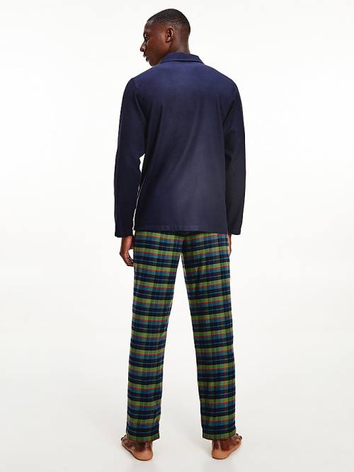 Tommy Hilfiger Long Sleeve Check Set Pizsama Férfi Zöld | TH194BLD