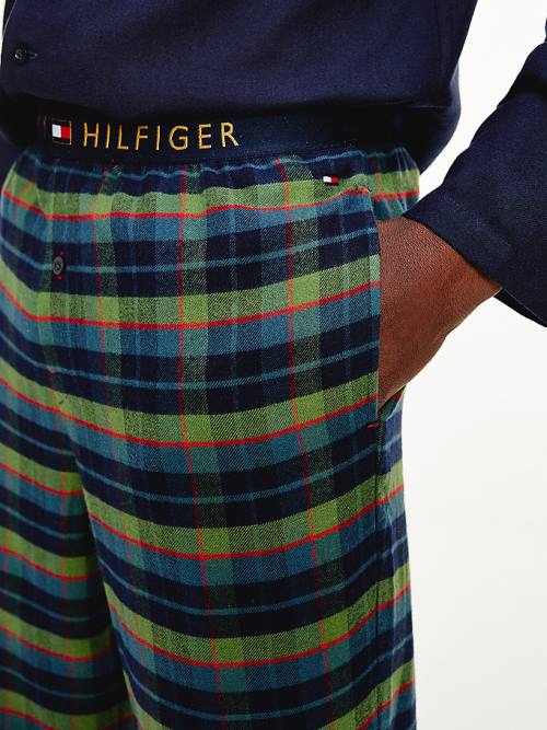 Tommy Hilfiger Long Sleeve Check Set Pizsama Férfi Zöld | TH194BLD