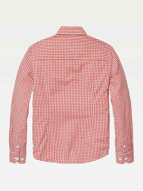 Tommy Hilfiger Long Sleeve Gingham Ingek Fiú Piros | TH624ZJD