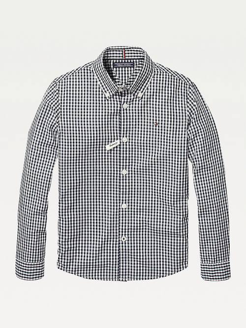 Tommy Hilfiger Long Sleeve Gingham Shirt Póló Lány Kék | TH973JAG