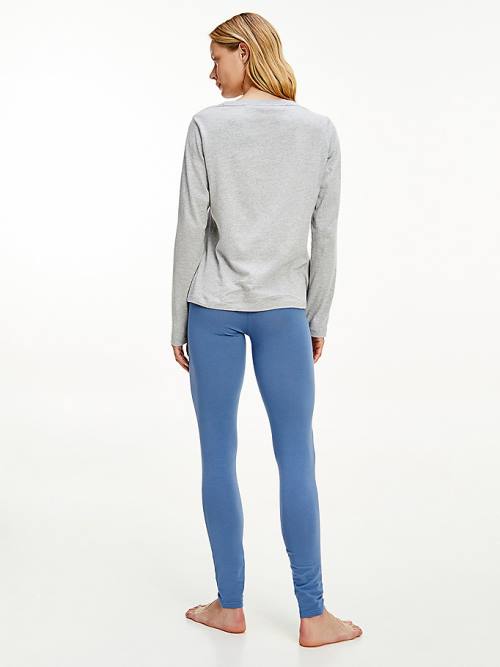 Tommy Hilfiger Long Sleeve Leggings Set Pizsama Női Kék | TH351LZW