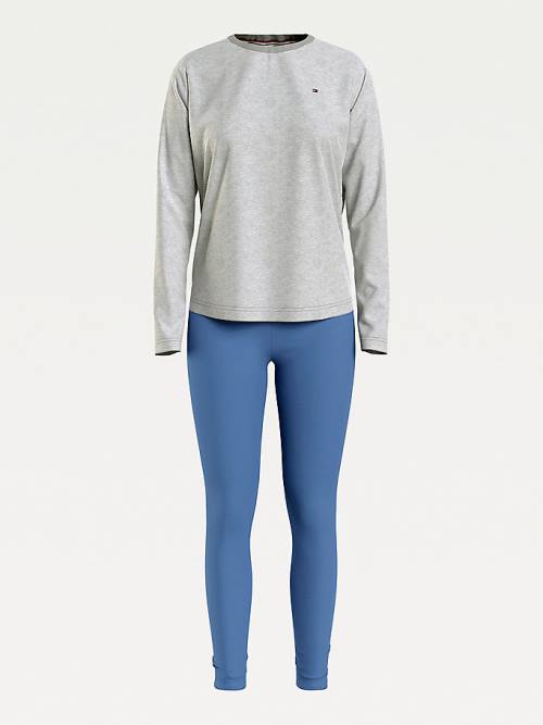 Tommy Hilfiger Long Sleeve Leggings Set Pizsama Női Kék | TH351LZW