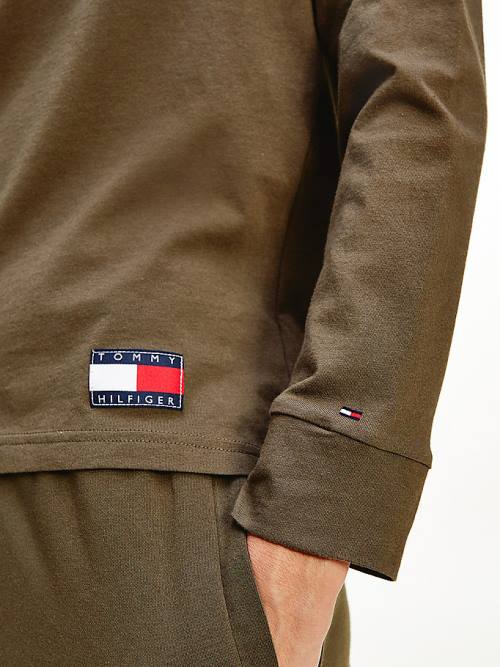 Tommy Hilfiger Long Sleeve Lounge Signature Logo Póló Női Khaki | TH381VCS