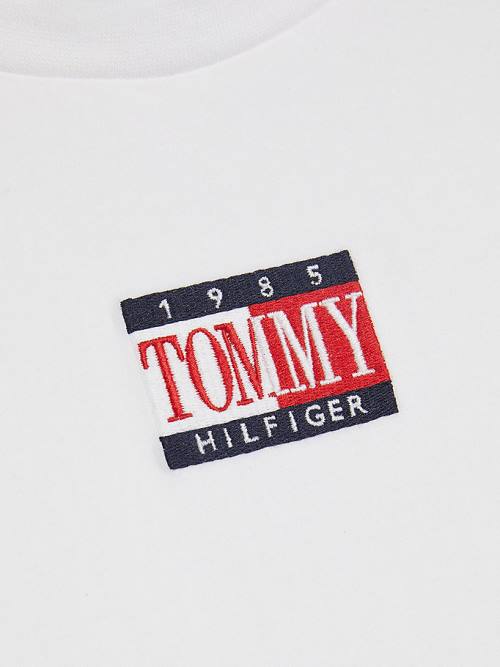 Tommy Hilfiger Long Sleeve Organic Pamut Logo Póló Fiú Fehér | TH175ZAN