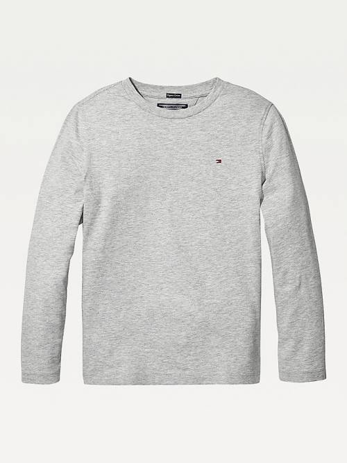 Tommy Hilfiger Long-Sleeve Organic Pamut Póló Lány Szürke | TH209KUP