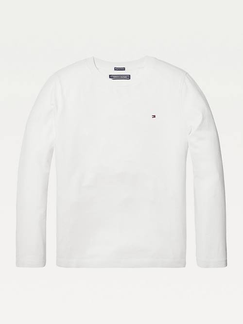 Tommy Hilfiger Long-Sleeve Organic Pamut Póló Fiú Fehér | TH562VCT