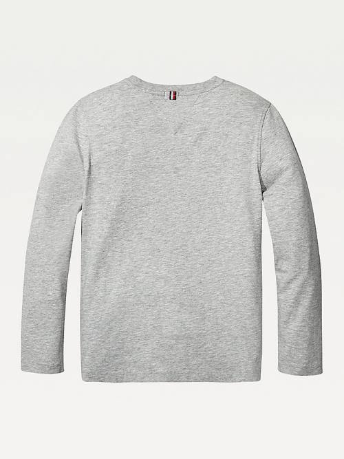 Tommy Hilfiger Long-Sleeve Organic Pamut Póló Fiú Szürke | TH910EDV