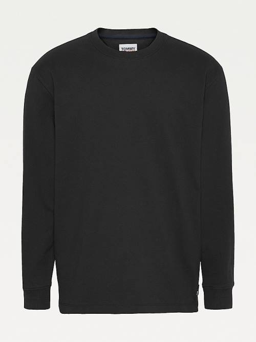 Tommy Hilfiger Long Sleeve Relaxed Fit Póló Férfi Fekete | TH874EXO