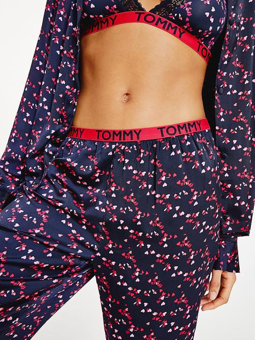 Tommy Hilfiger Long Sleeve Set Pizsama Női Kék | TH368JKL