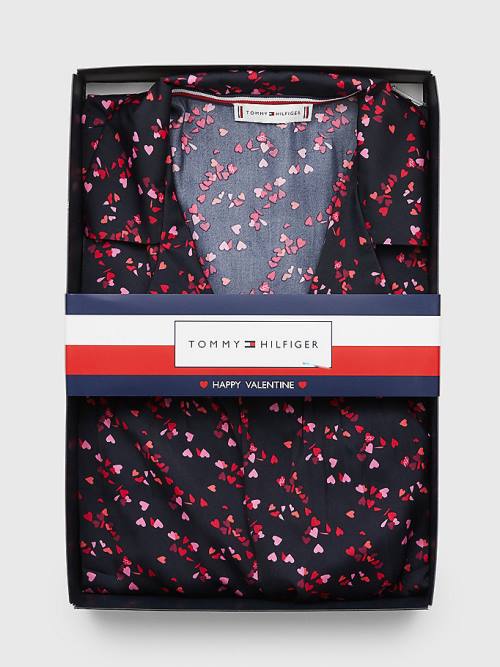 Tommy Hilfiger Long Sleeve Set Pizsama Női Kék | TH368JKL