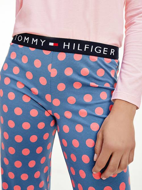 Tommy Hilfiger Long Sleeve Set Pizsama Női Kék | TH795YAG