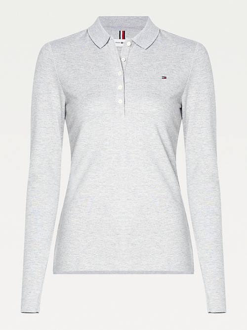 Tommy Hilfiger Long Sleeve Slim Fit Póló Női Szürke | TH697DCL