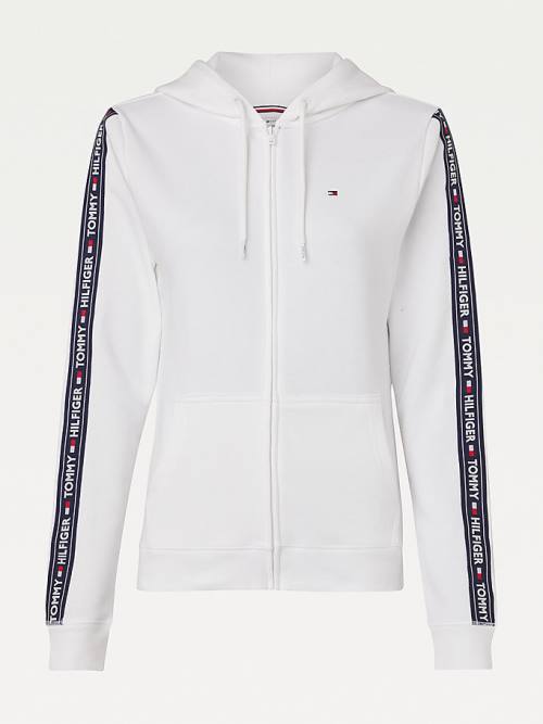 Tommy Hilfiger Long Sleeve Zip-Thru Kapucnis Pulóver Női Fehér | TH941MYF