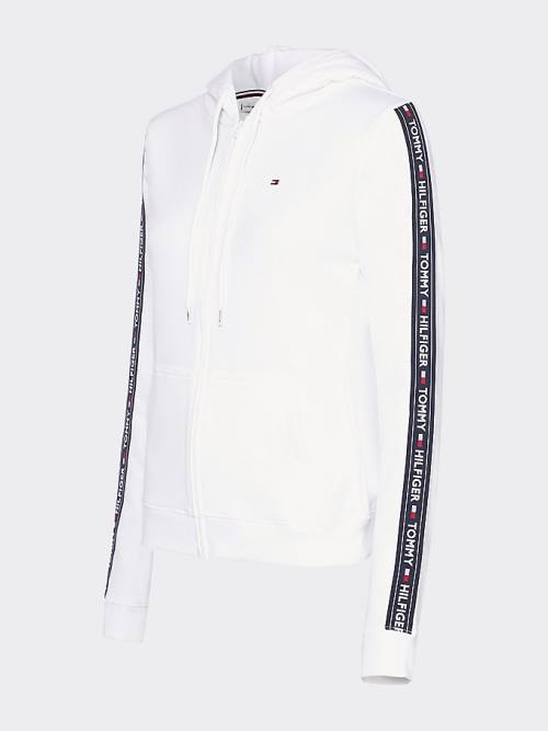 Tommy Hilfiger Long Sleeve Zip-Thru Kapucnis Pulóver Női Fehér | TH941MYF