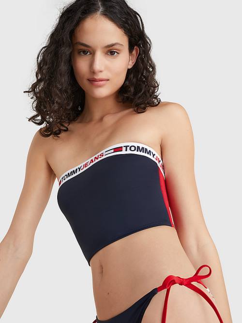 Tommy Hilfiger Longline Bandeau Bikini Top Fürdőruha Női Kék | TH908JWP