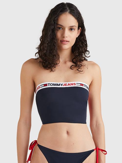 Tommy Hilfiger Longline Bandeau Bikini Top Fürdőruha Női Kék | TH908JWP