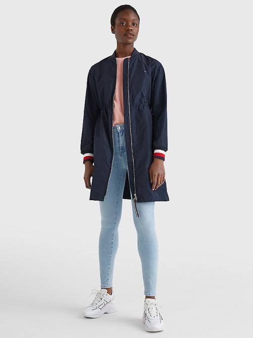 Tommy Hilfiger Longline Bomber Coat Kabát Női Kék | TH632LYR