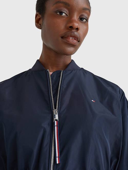 Tommy Hilfiger Longline Bomber Coat Kabát Női Kék | TH632LYR