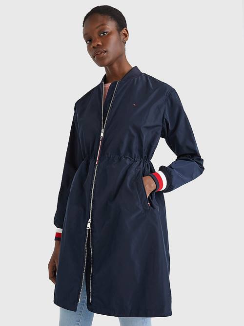 Tommy Hilfiger Longline Bomber Coat Kabát Női Kék | TH632LYR