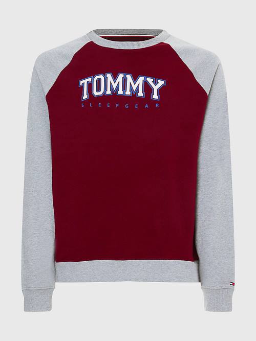 Tommy Hilfiger Lounge Colour-Blocked Organic Pamut Sweatshirt Pizsama Férfi Lila | TH305LSH