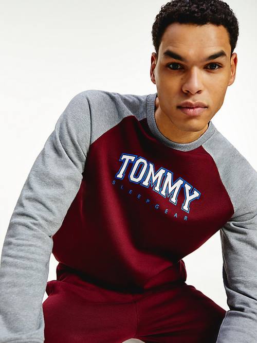 Tommy Hilfiger Lounge Colour-Blocked Organic Pamut Sweatshirt Pizsama Férfi Lila | TH305LSH