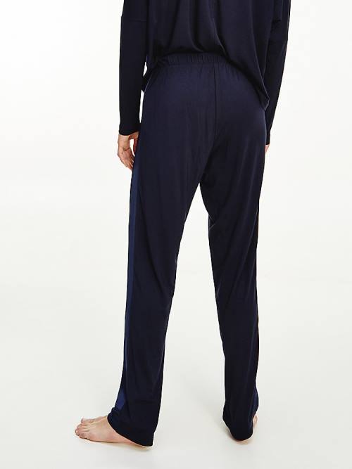 Tommy Hilfiger Lounge Contrast Stripe Stretch Trousers Pizsama Női Kék | TH019QEJ