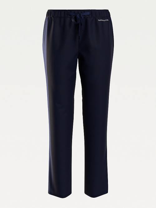 Tommy Hilfiger Lounge Contrast Stripe Stretch Trousers Pizsama Női Kék | TH019QEJ