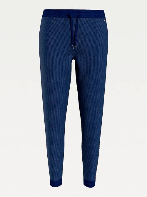 Tommy Hilfiger Lounge Drawstring Velour Joggers Nadrág Női Kék | TH671TDN