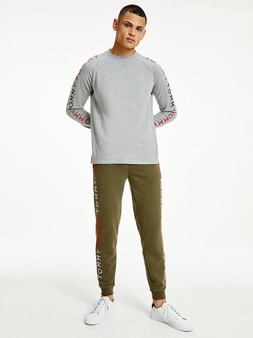 Tommy Hilfiger Lounge Embroidery Pálya Sweatshirt Pizsama Férfi Szürke | TH798CAQ